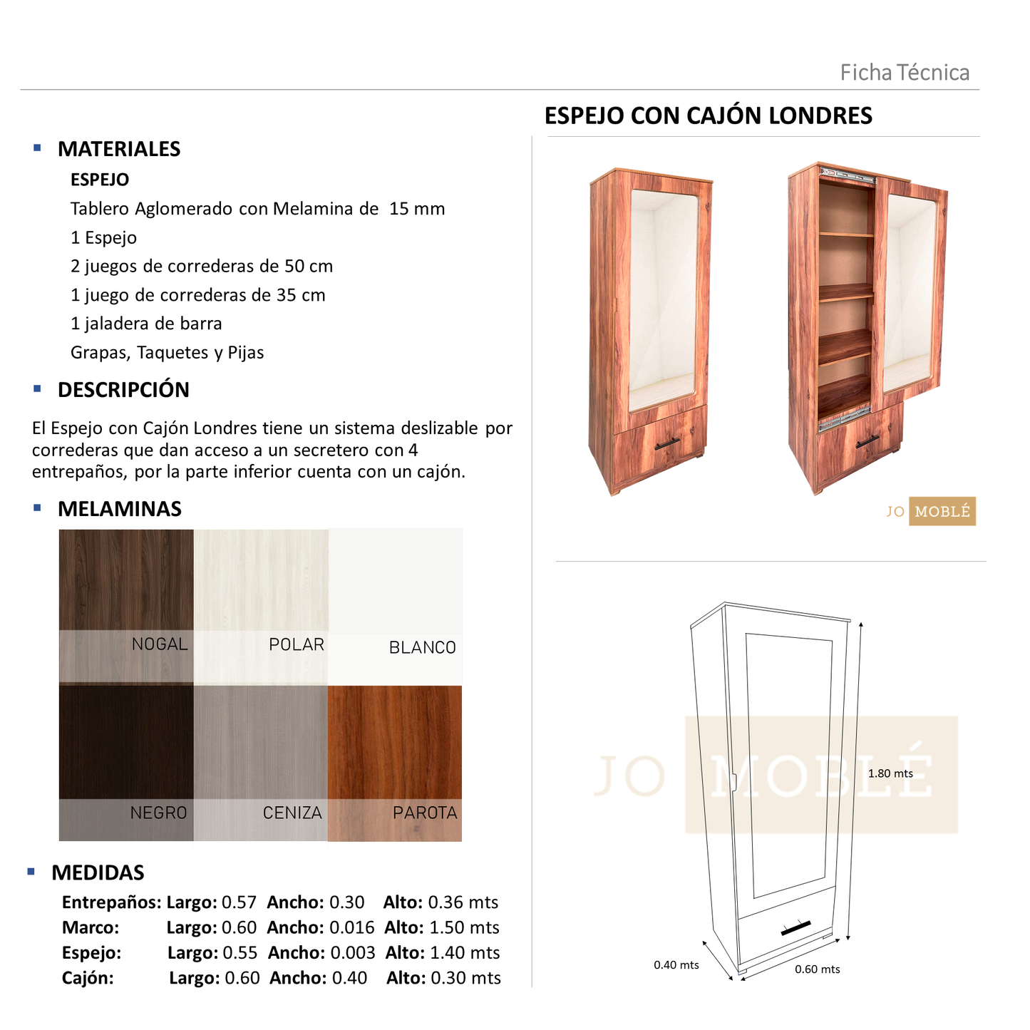 Espejo con Cajón Londres