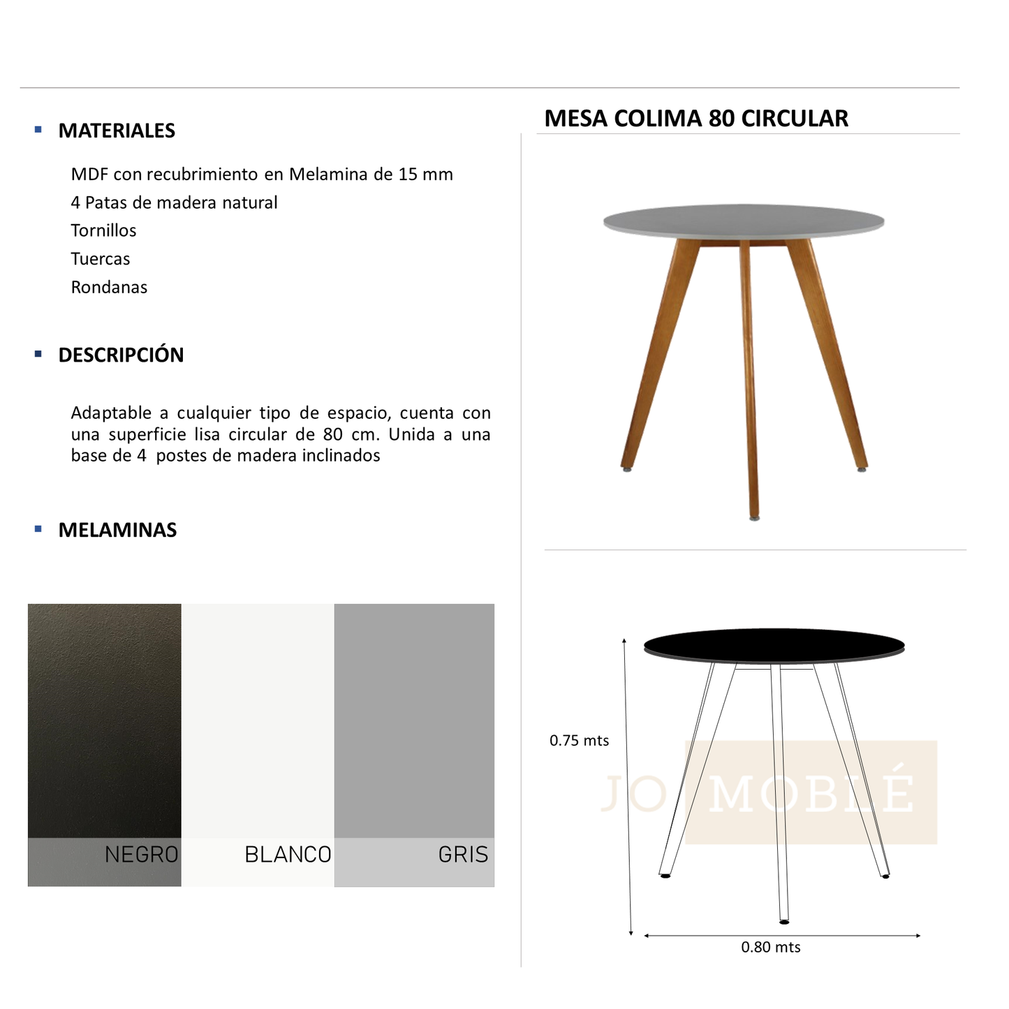 Mesa Colima 80 Circular