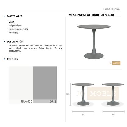 Mesa para Exterior Palma 80